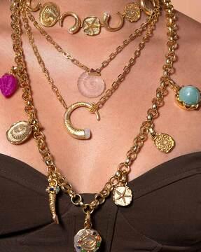 elements long link necklace in 18kt gold plating
