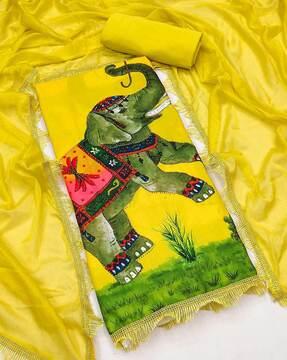 elephant print 3-piece unstitched dress material