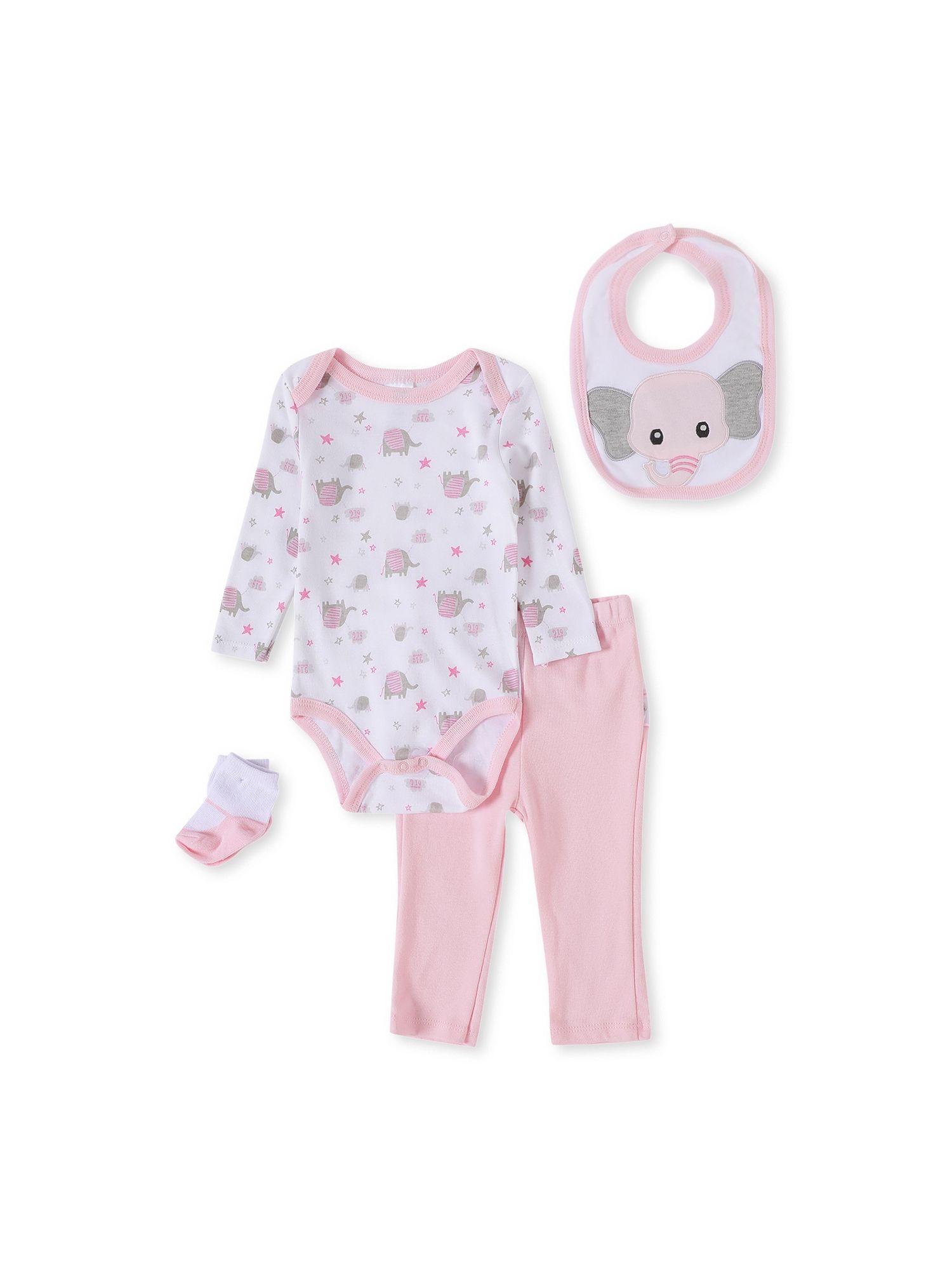 elephant parade pink onesies with leggings (set of 4)