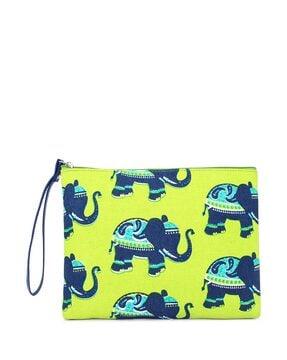 elephant print pouch with zip closure