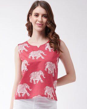 elephant print sleeveless top