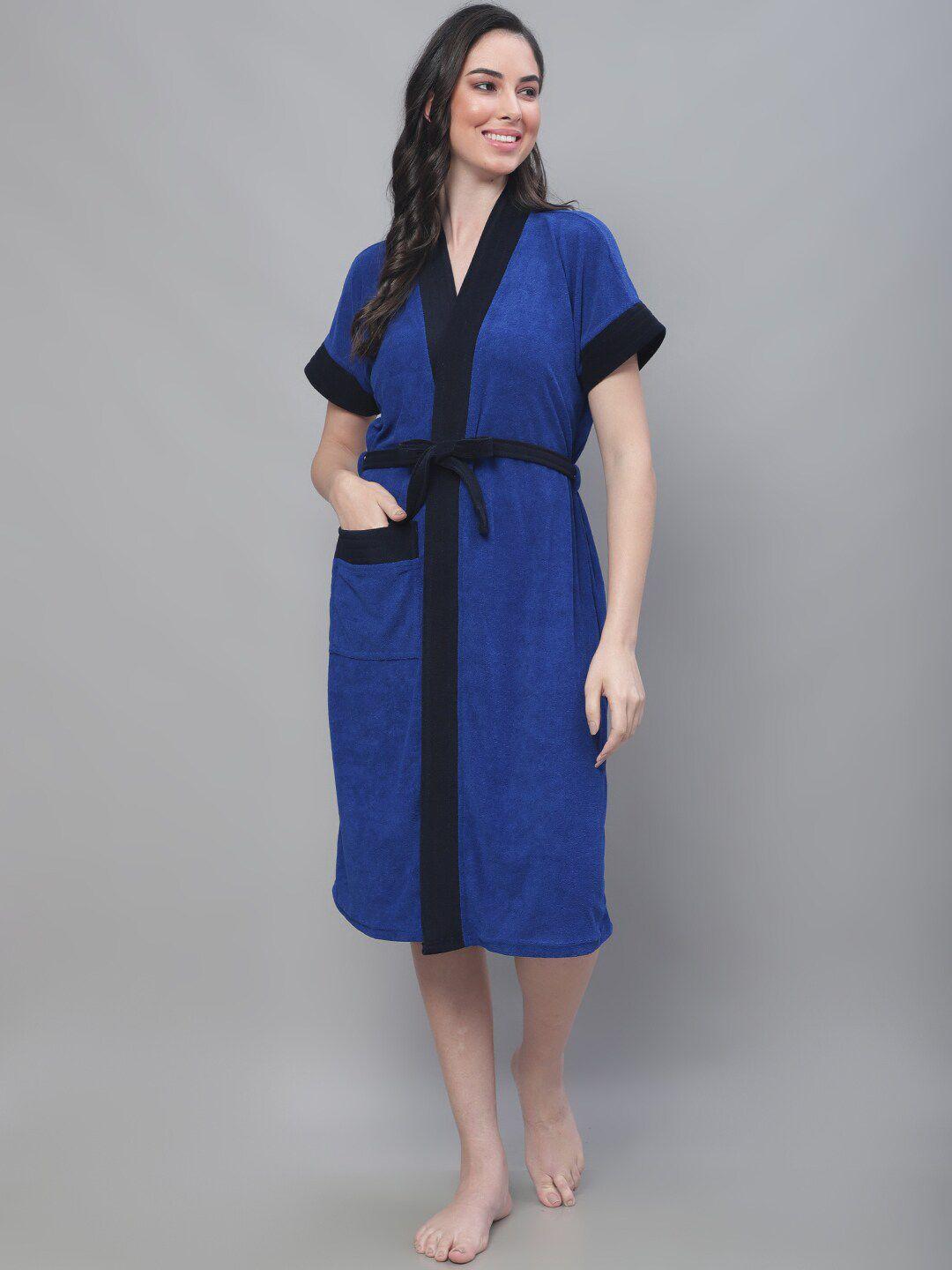 elevanto women micro terry bath robe with belt