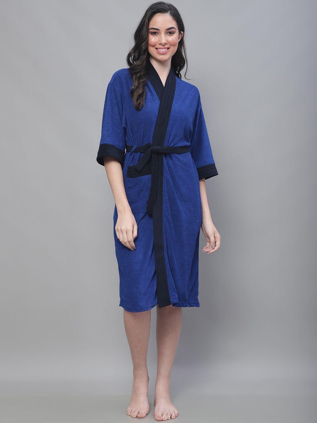 elevanto women micro terry bath robe with belt