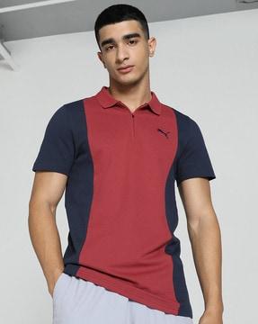 elevated colourblock slim fit polo t-shirt