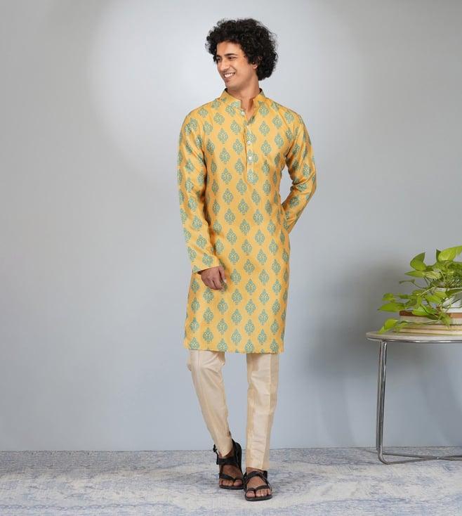eleven brothers mustard naqqaash sunshine tussar silk kurta with plain pant