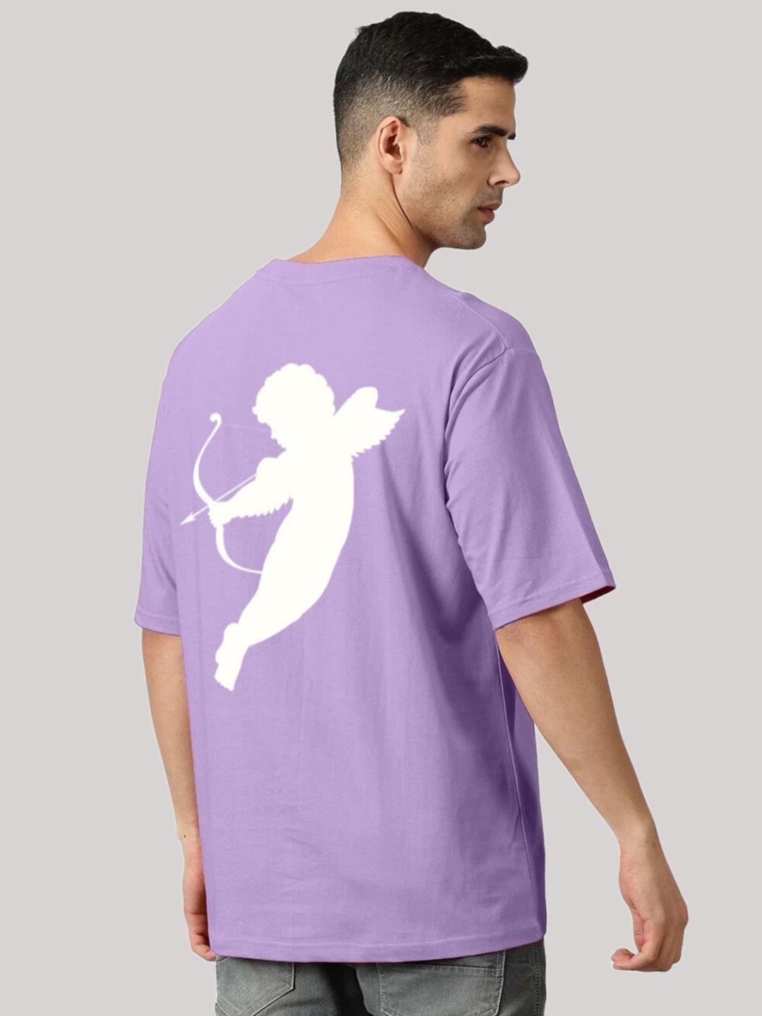 elibolz men lavender typography v-neck applique t-shirt