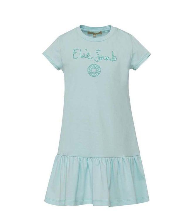 elie saab kids blue logo fitted fit dress