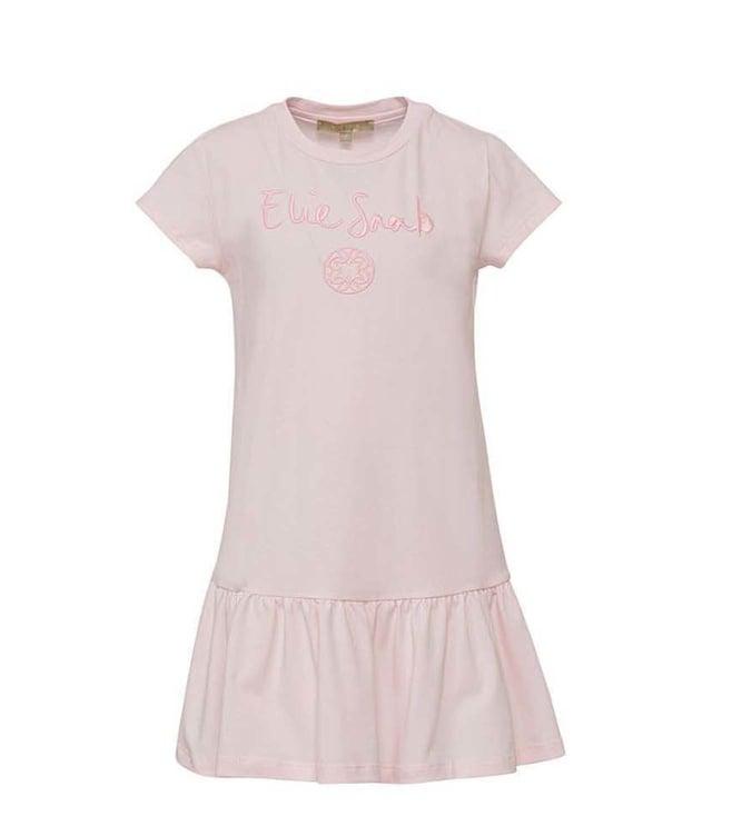 elie saab kids pink logo fitted fit dress