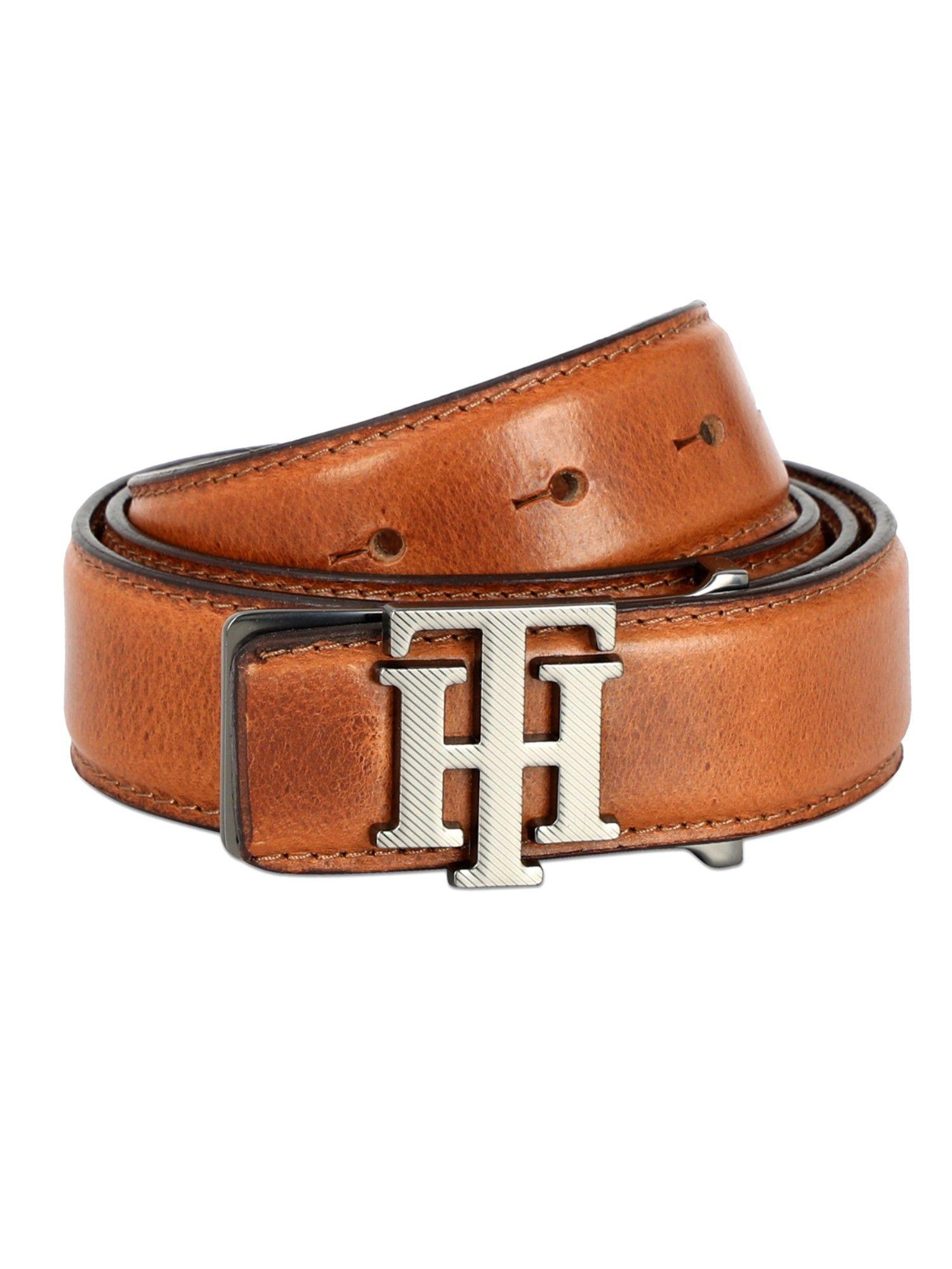 elijah mens leather belt solid tan