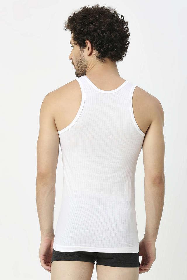 elite men solid white cotton vest (pack of 2, 75cm)