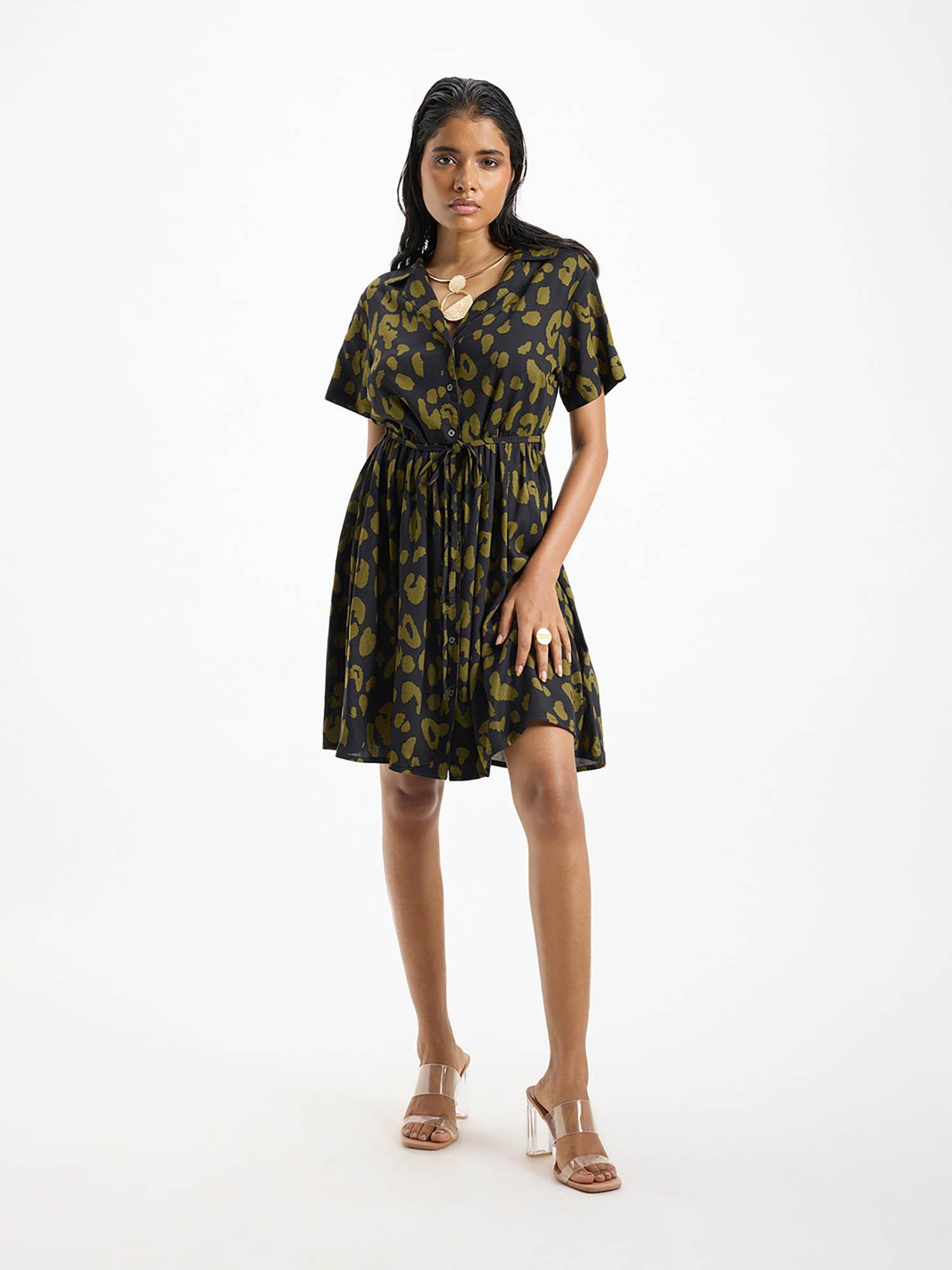 ella button down viscose dress