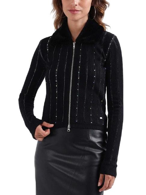 elle black embellished jacket