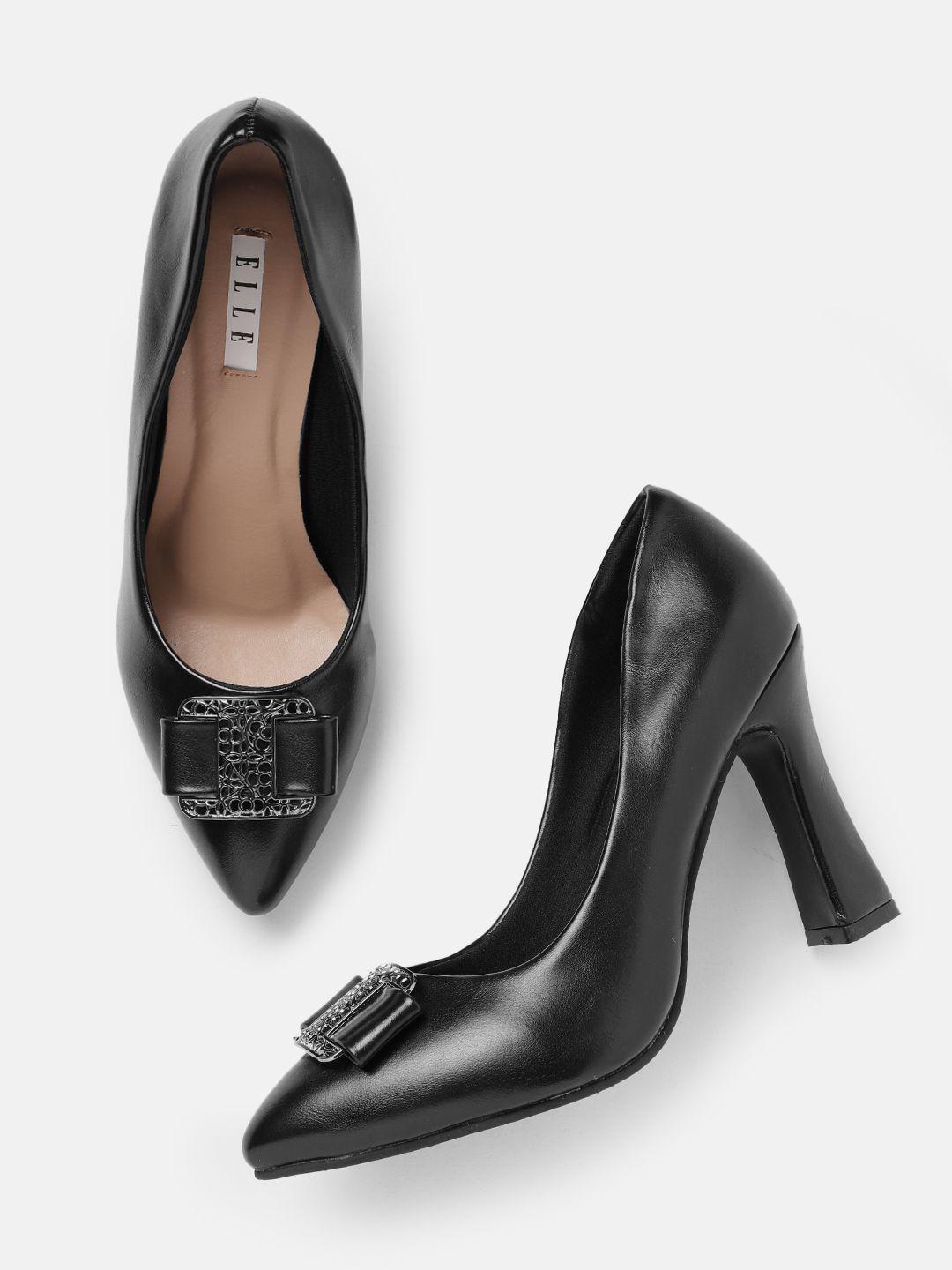 elle block heel pumps with buckle detail