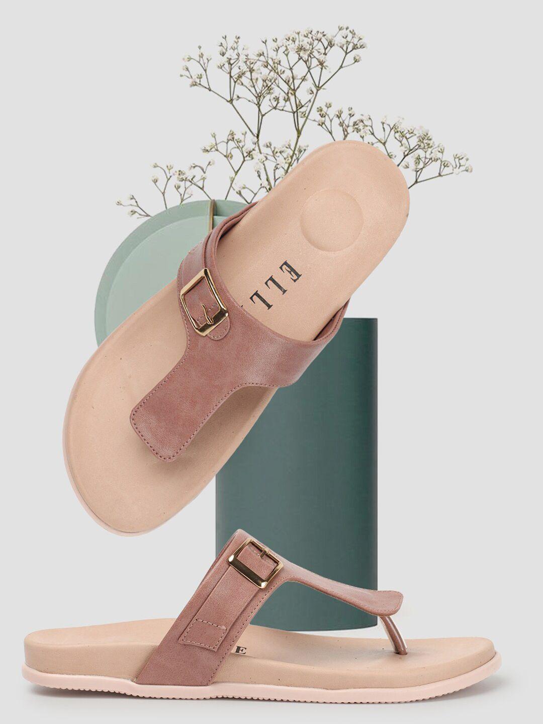 elle buckled t-strap flats