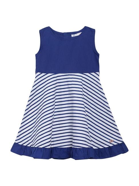 elle kids blue cotton striped dress