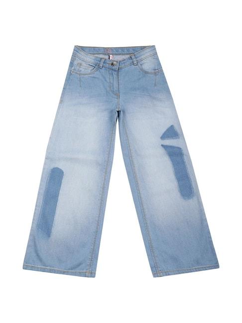 elle kids blue cotton washed jeans