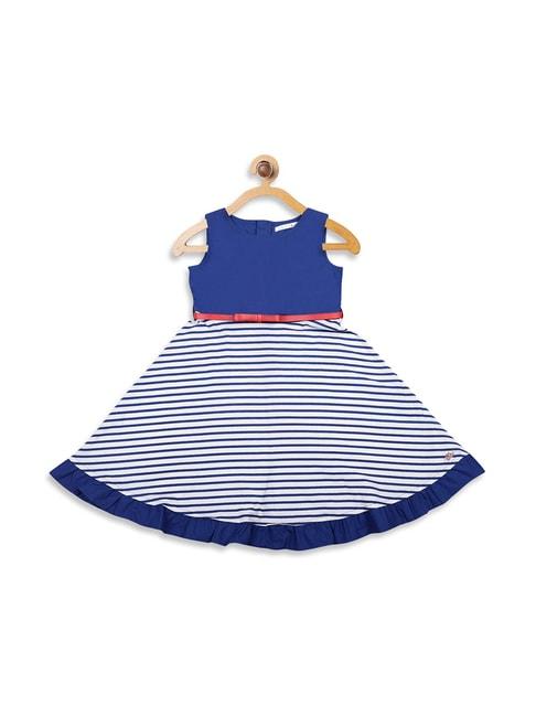 elle kids blue striped dress with belt