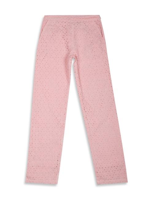 elle kids pink embroidered trousers