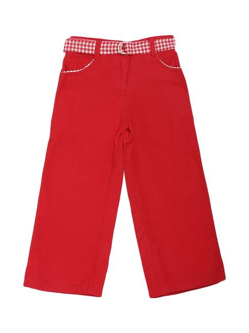 elle kids red mid rise trousers