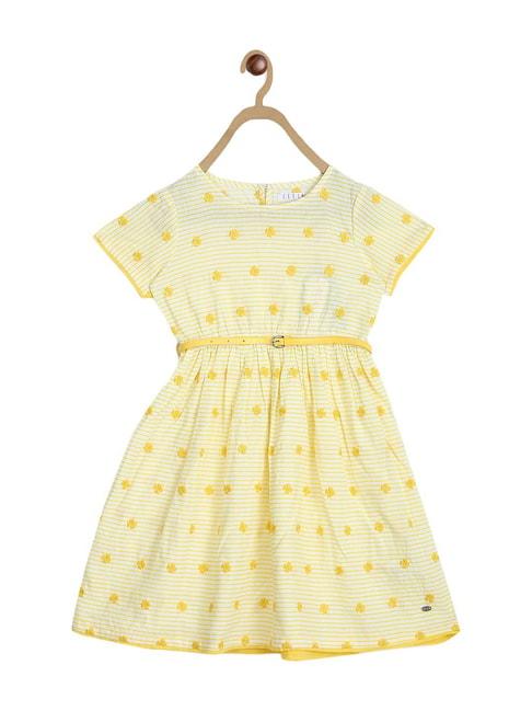elle kids yellow cotton printed dress