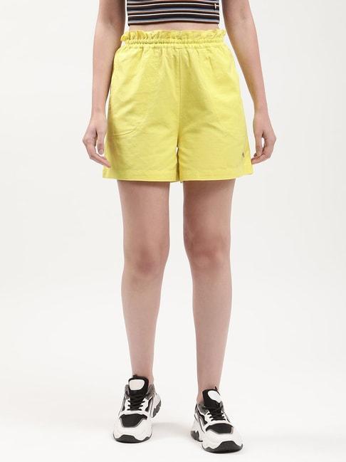 elle lime green flare fit shorts