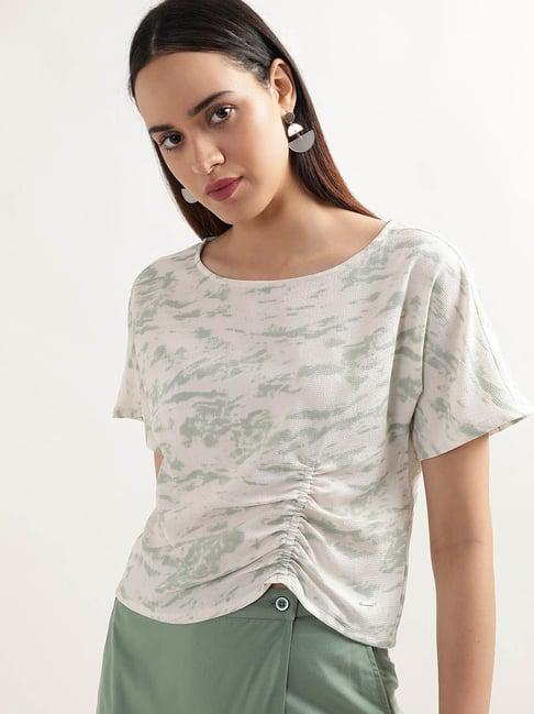 elle off white printed top