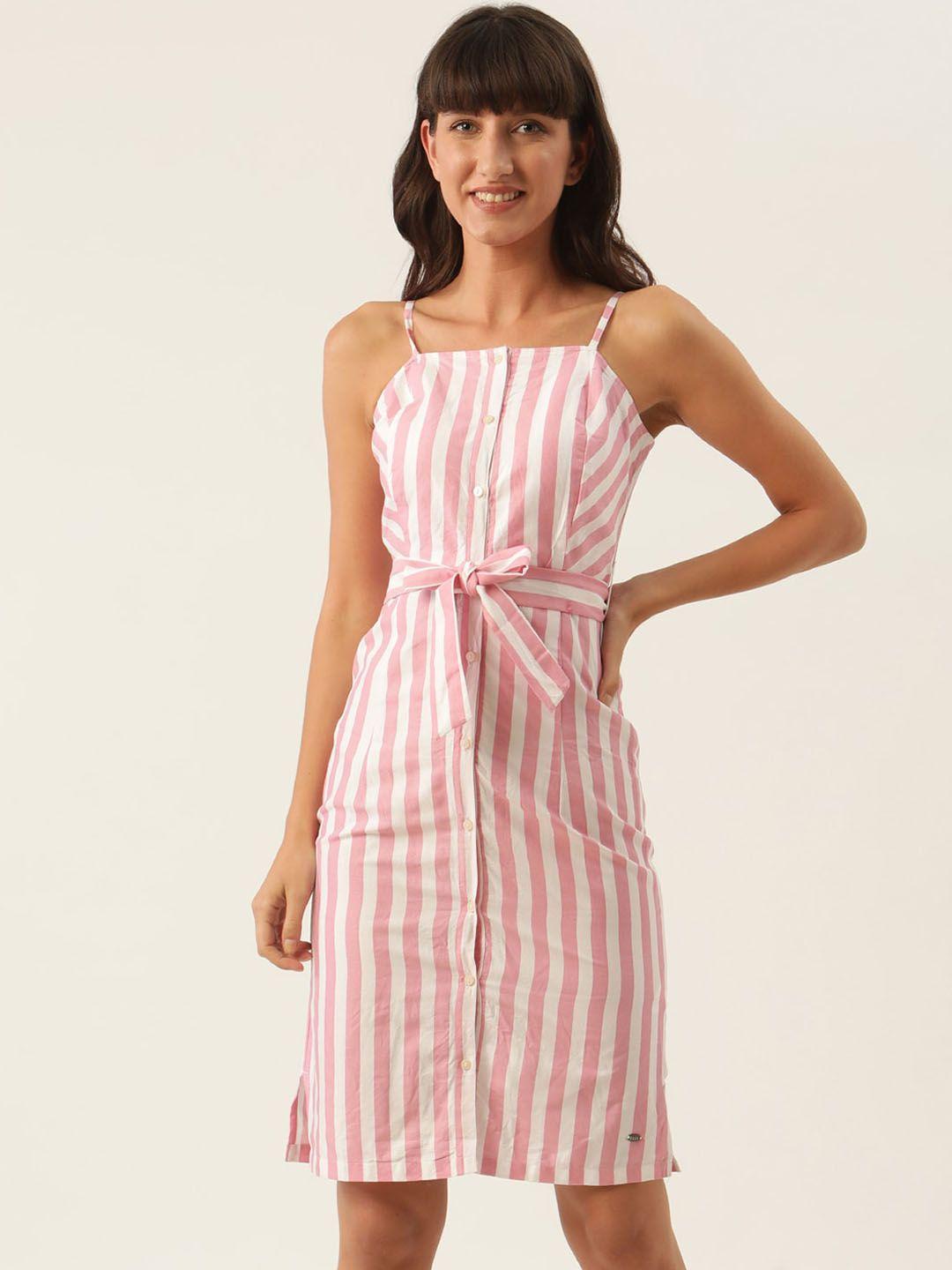 elle pink striped a-line dress