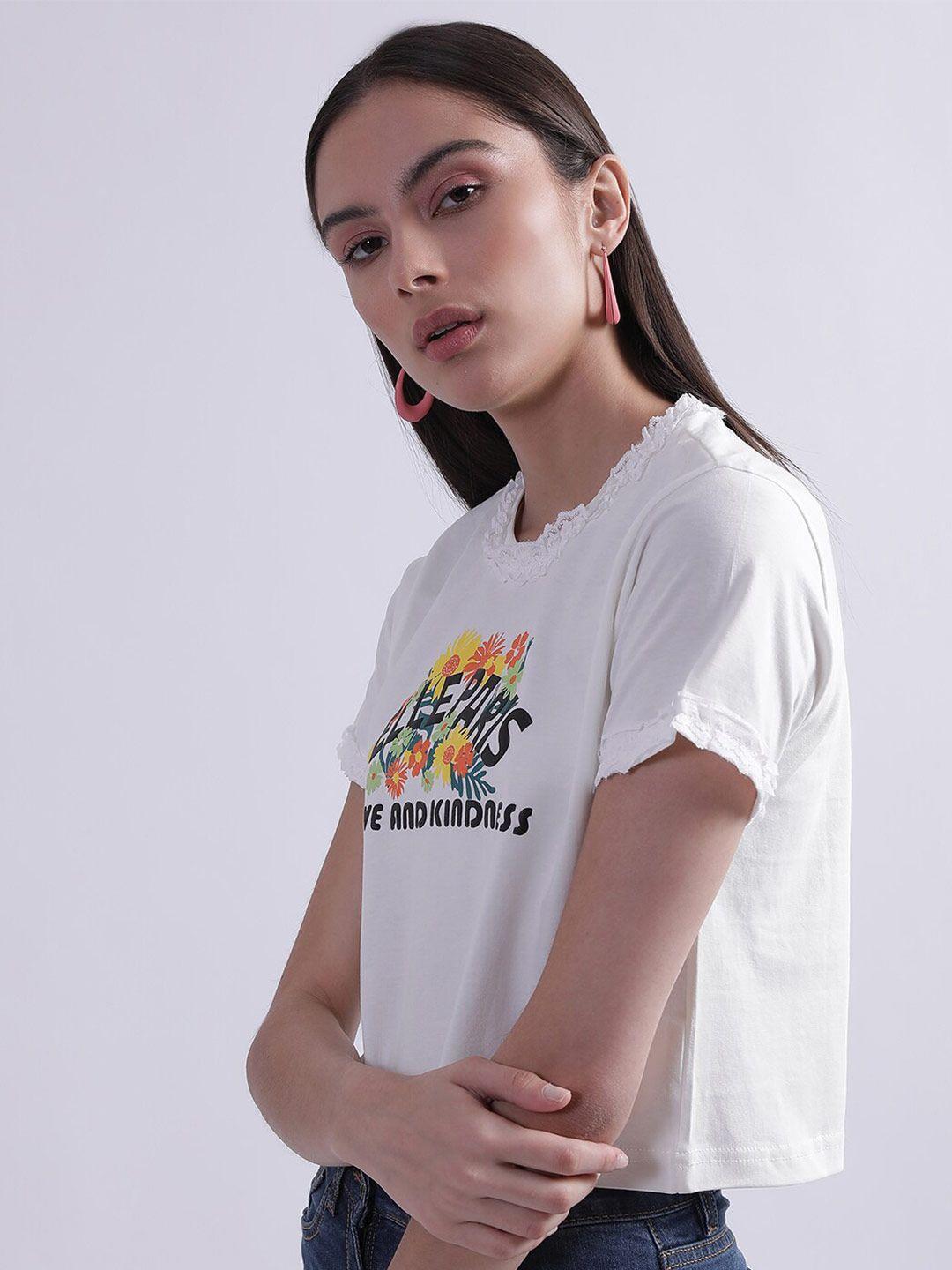elle typography printed cotton t-shirt