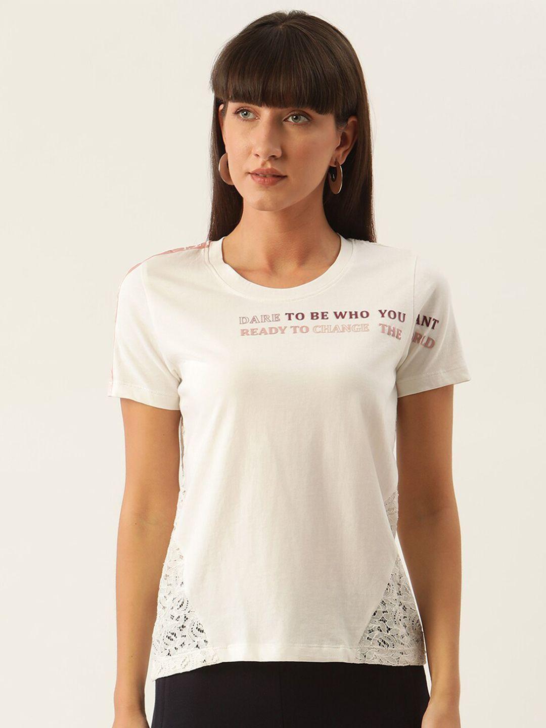 elle women off white typography t-shirt
