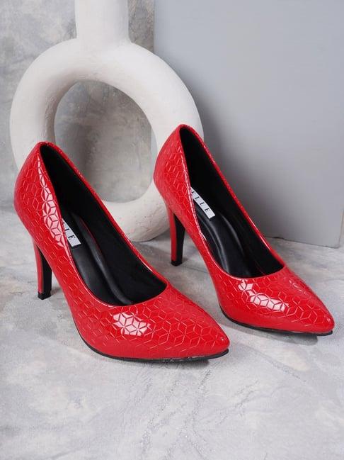 elle women's red stiletto pumps