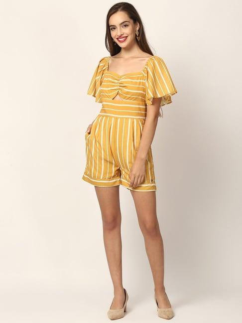 elle yellow striped playsuit