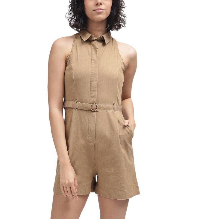 elle beige relaxed fit playsuit