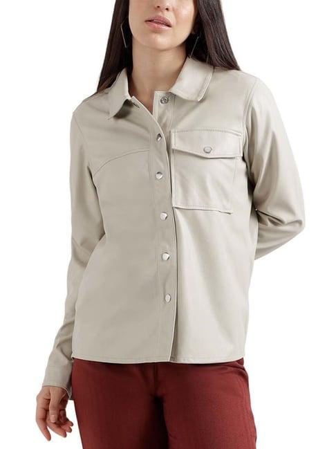 elle beige relaxed fit shirt
