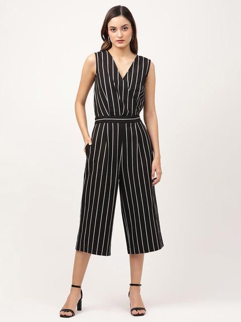 elle black & white striped jumpsuit