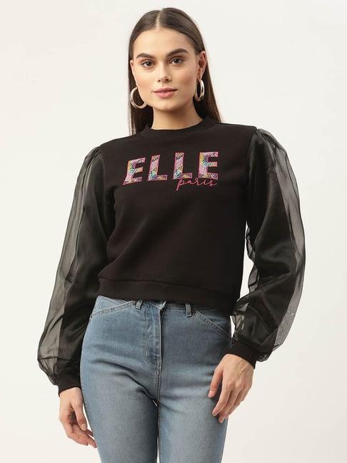 elle black embroidered sweatshirt