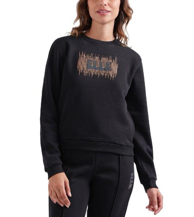 elle black fashion printed relaxed fit sweatshirt