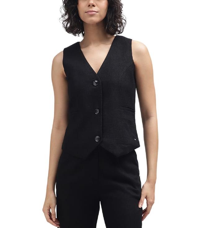 elle black fitted waist coat