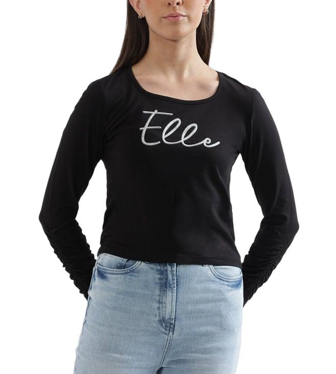 elle black logo fitted t-shirt