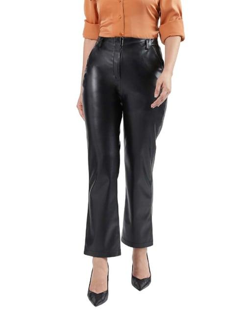 elle black mid rise trousers