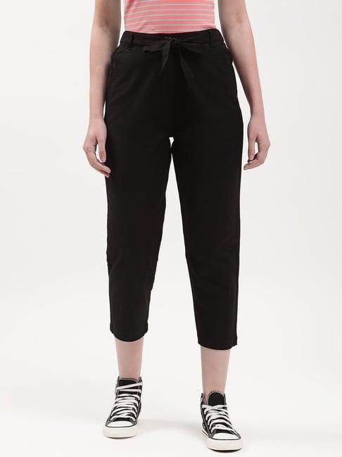 elle black semi fitted trousers