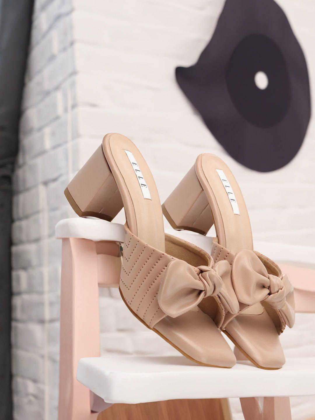 elle block heels sandals with bows