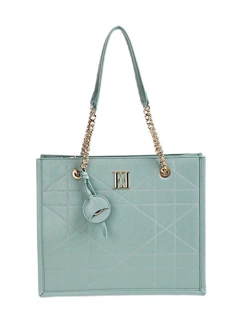 elle blue textured tote bag