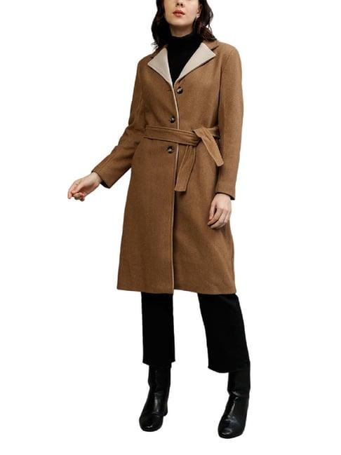 elle brown relaxed fit formal coat