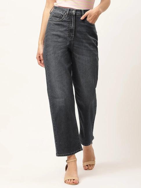 elle charcoal relaxed fit lightly washed jeans