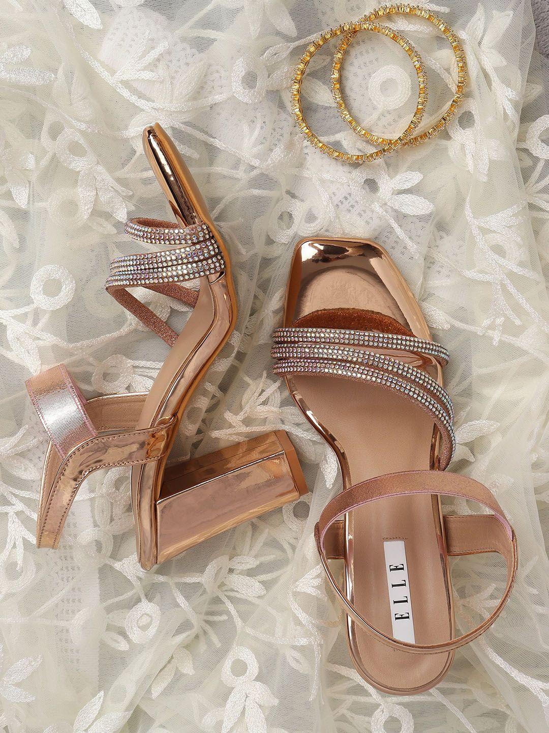 elle embellished block heels