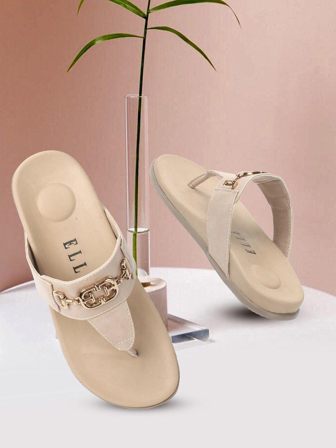 elle embellished t-strap flats