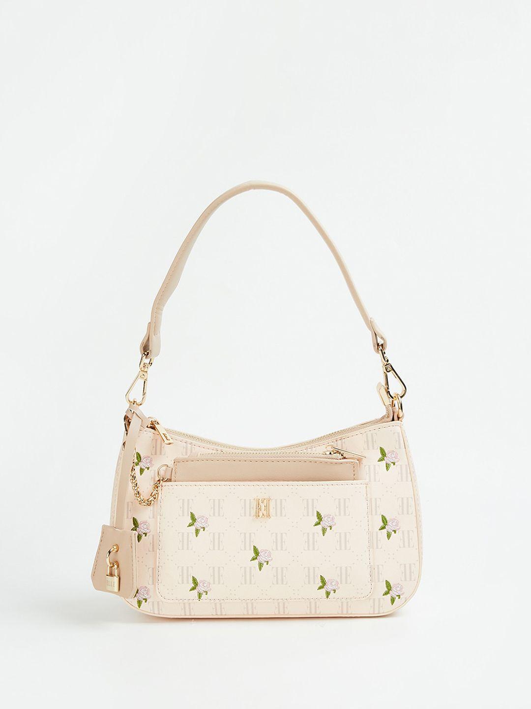 elle floral printed structured handheld bag