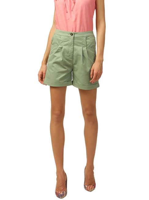 elle green cotton shorts