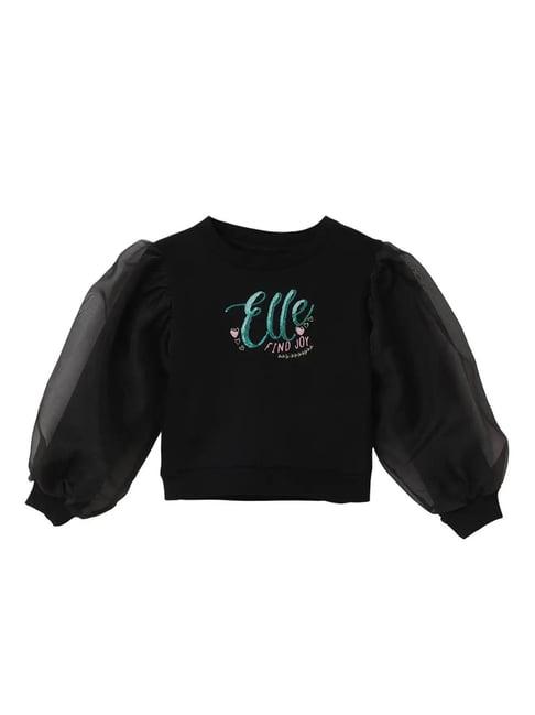 elle kids black embellished  sweatshirt