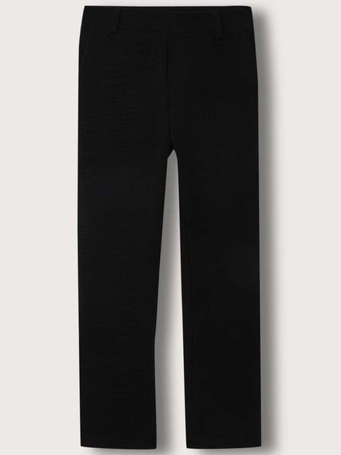 elle kids black regular fit trousers